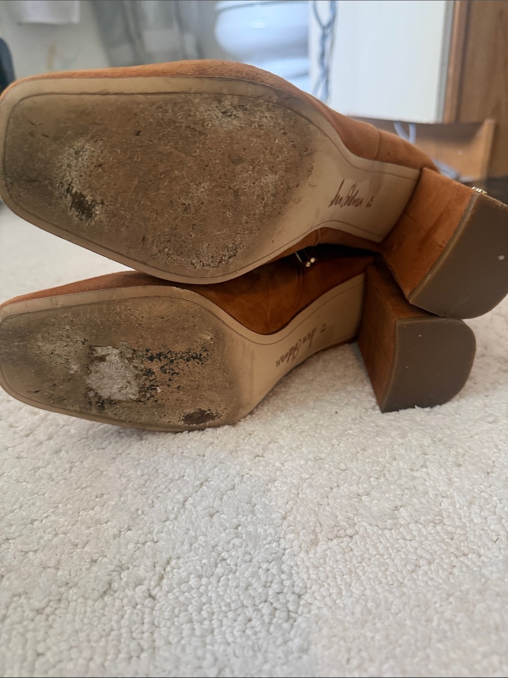 Sam Edelman Camel Suede Block Heel Ankle Boot - Picture 3 of 3